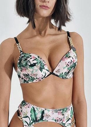 Бюстгальтер зі стразами victoria's secret very sexy bombshell add-2-cups chain strap push-up bra & satin thong panty