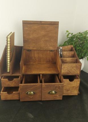 Органайзер в офис для канцелярии настольный, 480*220*250мм wooden organizer