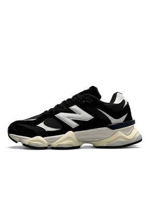 Женские кроссовки new balance 9060 черные с бежевым