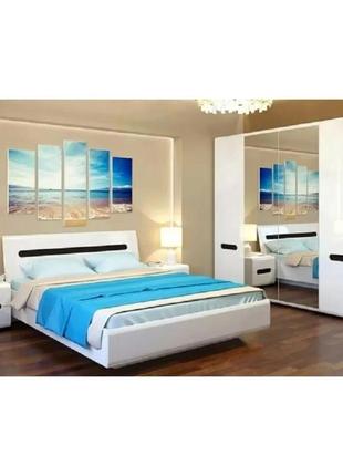 Комплект модульний в спальню вмк (брв) ацтека n77817 білий + білий глянець (grb-1625)