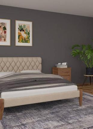 Двуспальная кровать ismart венеция тк орех светлый + аляска 23 180х200 см (dmbg-1515)