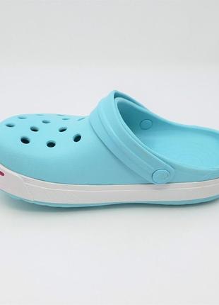 Крокс сабо крокбэнд ii голубые детские crocs crocband ii clogs ice blue/candy pink6 фото