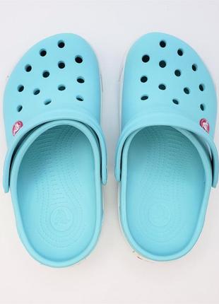 Крокс сабо крокбенд ii голубі дитячі crocs crocband ii clogs ice blue/candy pink9 фото