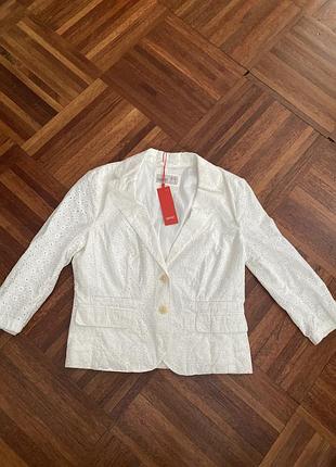 Новий білий на підкладці мереживний бавовняний піджак блейзер esprit 39-40 німеччина 🇩🇪