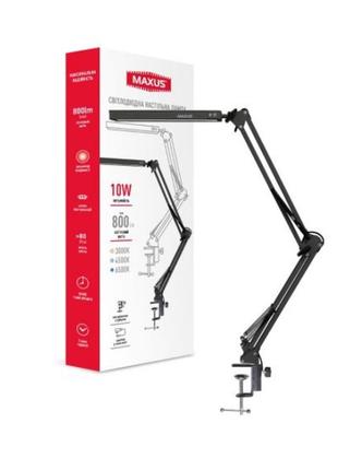 Лампа настільна maxus desk lamp 10w 3cct metal clip bl