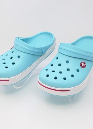 Крокс сабо крокбенд ii голубі дитячі crocs crocband ii clogs ice blue/candy pink1 фото