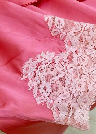 Халат з шовку мереживо «кале” брендовий aubade france premium silk kimono pink оригінал8 фото
