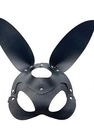 Маска зайчик playboy для рольових ігор з екошкіри one size чорна 2