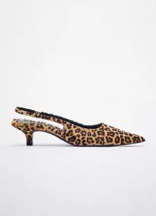 Леопардовые меховые лодочки на каблуке zara