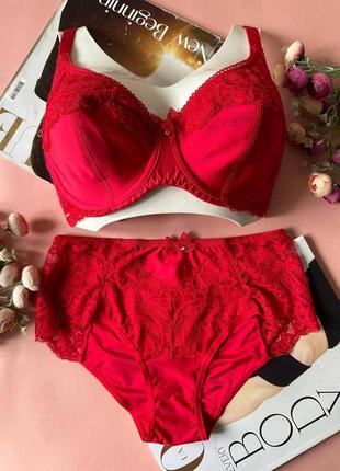 75/80/85/90/95d  жіноча білизна комплект трусики і бюстгальтер на чашку d червоний