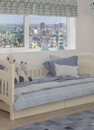 Кровать детская ismart жасмин литл айвори (s0505y30r) 70х190 см с задним бортиком и ящиками (dmbg-2471)