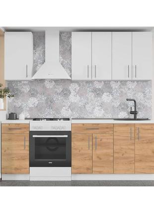 Кухня модульна еверест оптіма набір №4 німфея альба+дуб крафт золотий 2,2 м (dtm-5706)