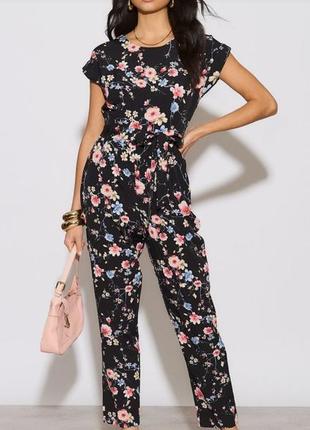 Оригинальный эффектный романтичный черный комбинезон petite dorothy perkins с цветочным принтом