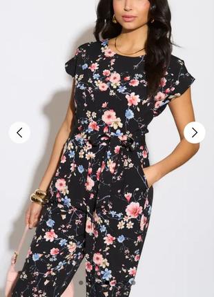 Оригинальный эффектный романтичный черный комбинезон petite dorothy perkins с цветочным принтом