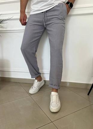 Штани з льону. сірий, беж та чорні. s,m,k,xl,xxl,xxxl