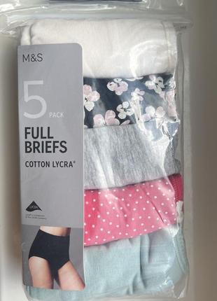 Набор женских трусов 5 штук marks & spencer хлопок р-р 16,18,20,22 трусы full briefs5 фото