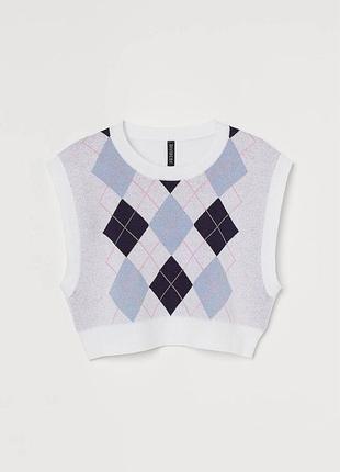 Женская кроп жилетка в клетку h&m