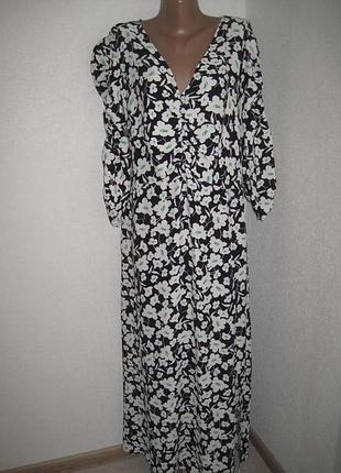 Черно-белое вискозное платье peacocks р-р18