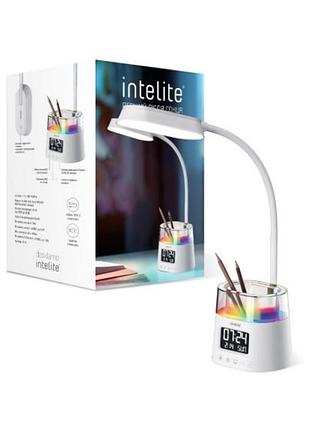 Лампа настільна intelite desk lamp 10w wh rgb pen holder calendar