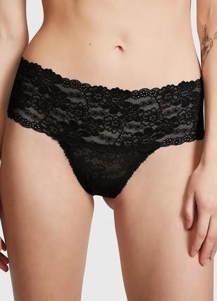 Трусики черные кружевные стринги оригинал victoria’s secret