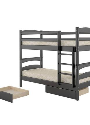 Двухъярусная детская кровать ismart чикаго мини венге 80х200 см с ящиками (dmbg-2287)