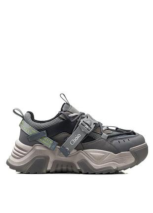 Молодіжні стильні жіночі кросівки сірі на високій зручній підошві та платформі осінні 2222т