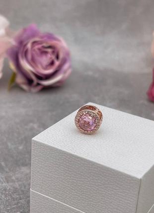 Серебряная бусина pandora в позолоте rose5 фото