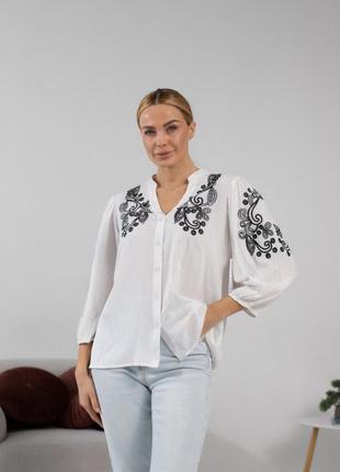 Вишиванка жіноча  m xl  блуза з вишивкою біла indira