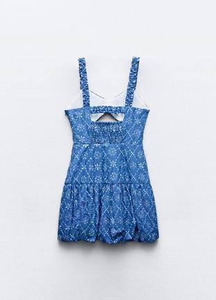Платье женское синие с вышивкой zara new5 фото