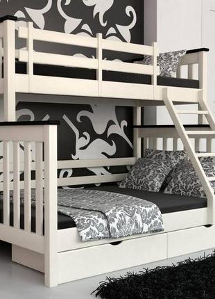 Двоярусне дитяче ліжко ismart скандинавія айворі + венге 120-80х190 см з ящиками (dmbg-2249)