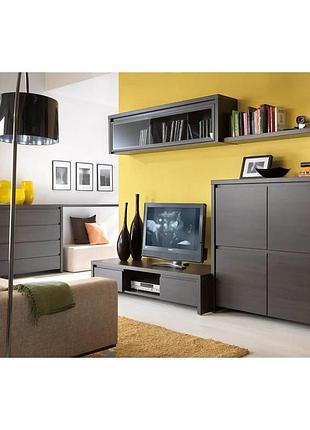 Модульна стінка для вітальні вмк (брв) каспіан n77793 дуб мілано темний (grb-1713)