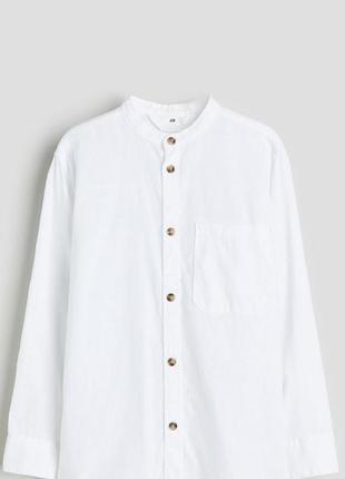 Лляна сорочка h&m з коміром стійкою