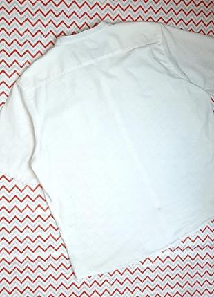 😉1+1=3 брендовая белая льняная рубашка с коротким рукавом boston crew, размер 56 - 583 фото