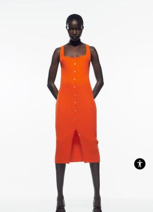 Платье миди в рубчик zara