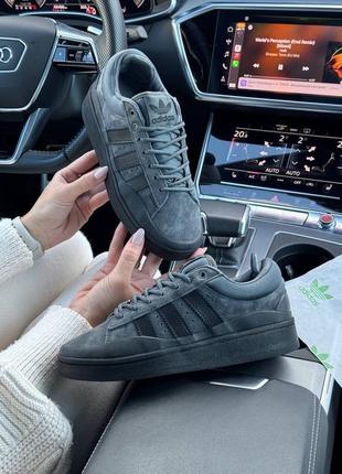 2 кольори🌈 жіночі кросівки в стилі adidas campus x bad bunny адідас кампус / демісезонні / літні, осінні / замша / сірі, коричневі, рожеві