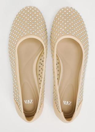 Сітчасті балетки зі стразами viral zara