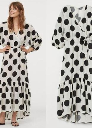 Платье макси в горох из лиоцела h&m