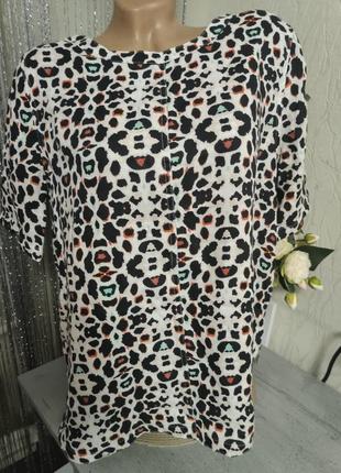 Натуральный лен,блуза кэжуал в анимали принт,m&s,14/m,l