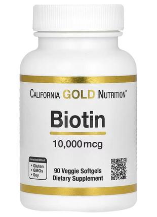 California gold nutrition, биотин, 10000 мкг, 90 капсул