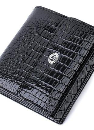 Жіночий фактурний гаманець із натуральної шкіри st leather 22706 чорний
