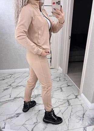 Костюм женский брючный (кофта+штаны) трикотажный 42-52 черный, хаки (темно-зеленый), бежев...