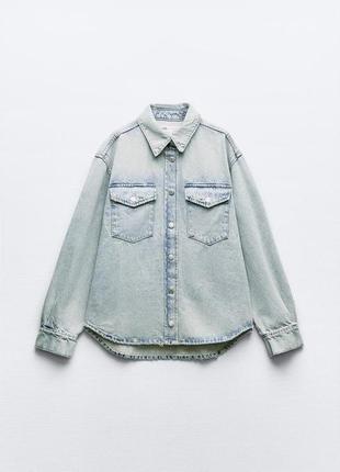 Джинсова куртка сорочка оверсайз zara