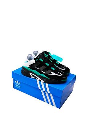 🔥кроссовки adidas niteball черные с зеленым🔥