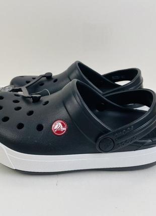 Крокс крокбенд клог ii чёрні дитячі crocs crocband ii clog kids black/white8 фото