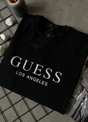 Футболка guess мужская черная хлопковая легкая футболка для мужчины брендовая летняя футболка гесс