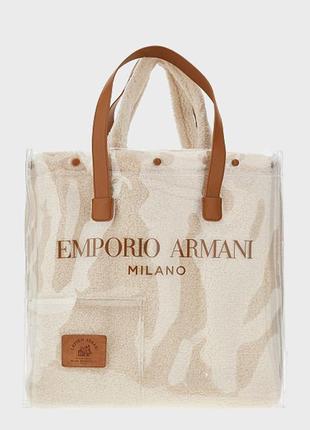 Сумка-шоппер emporio armani black із брендовим принтом  🔥sale🔥