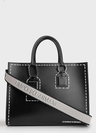 Чорна сумка emporio armani black зі знімним ременем  🔥sale🔥