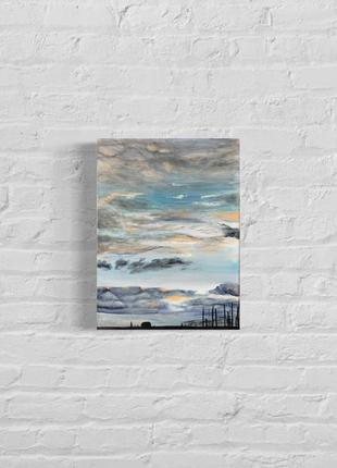 Абстрактний пейзаж "sunset", захід сонця. акрил, 40*30 см
