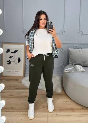 Жіночі теплі спортивні штани 🫶 великі розміри (батал)