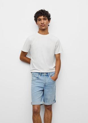 Хлопковые джинсовые шорты-бермуды mango 3399 2